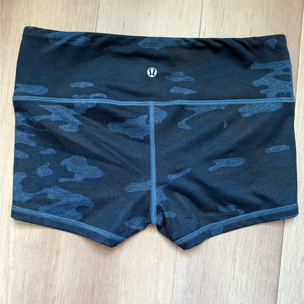 lululemon athletica Black and Blue Camo Athletic Shorts